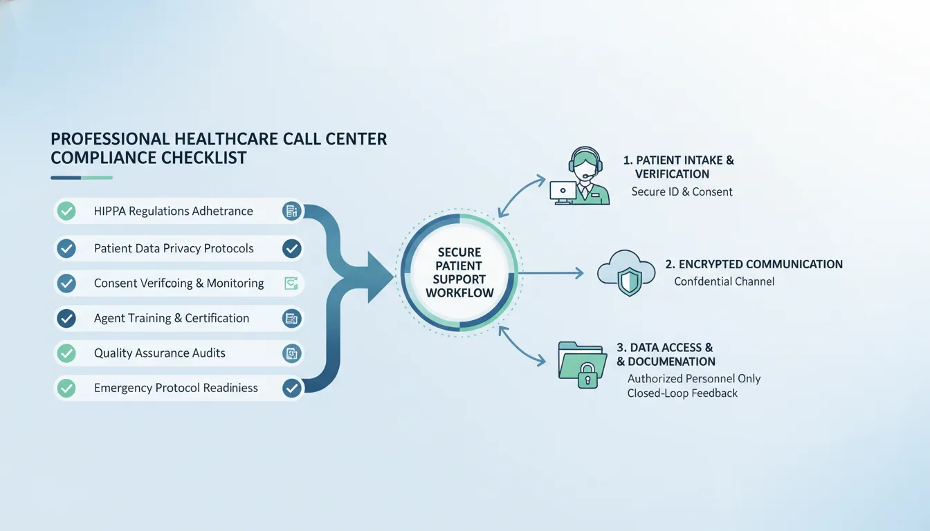 Healthcare team reviewing a HIPAA compliant call center outsourcing checklist