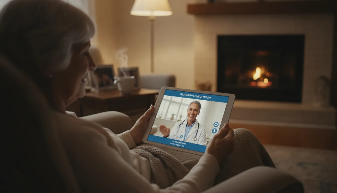 Patient having a telehealth video consultation with a doctor on a tablet