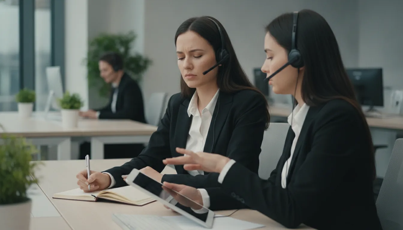 Independent call monitoring QA specialist listening to a patient service call