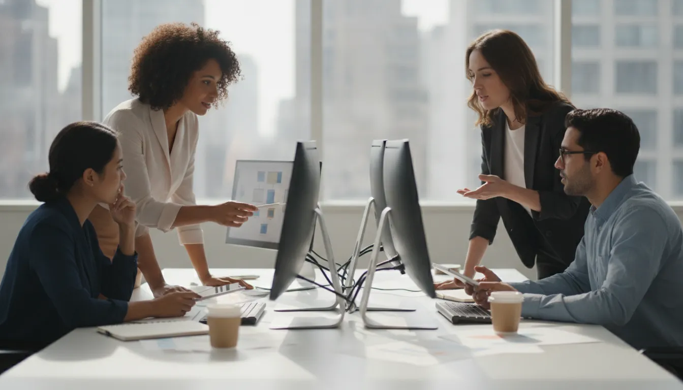 Healthcare revenue cycle teammates collaborating on denial management outsourcing
