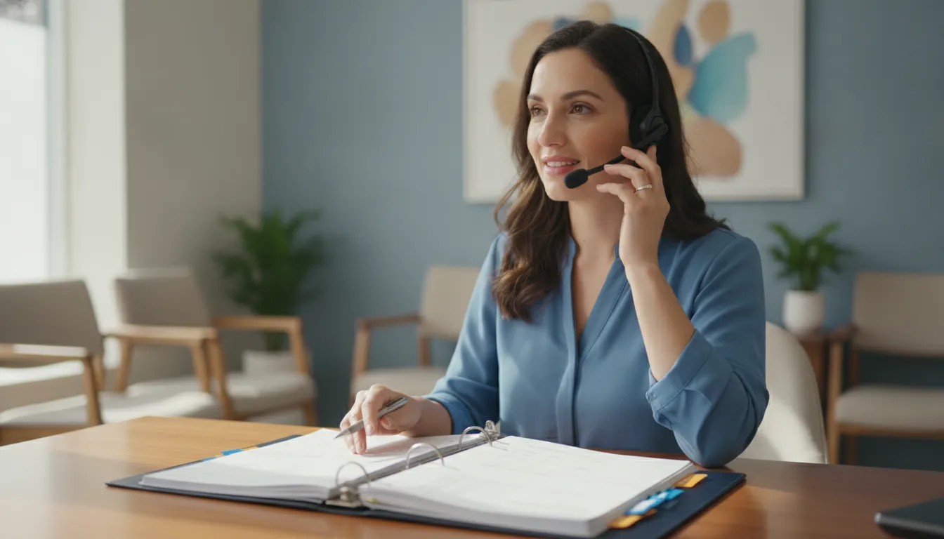 A dedicated scheduling coordinator making reminder calls to reduce patient no-shows