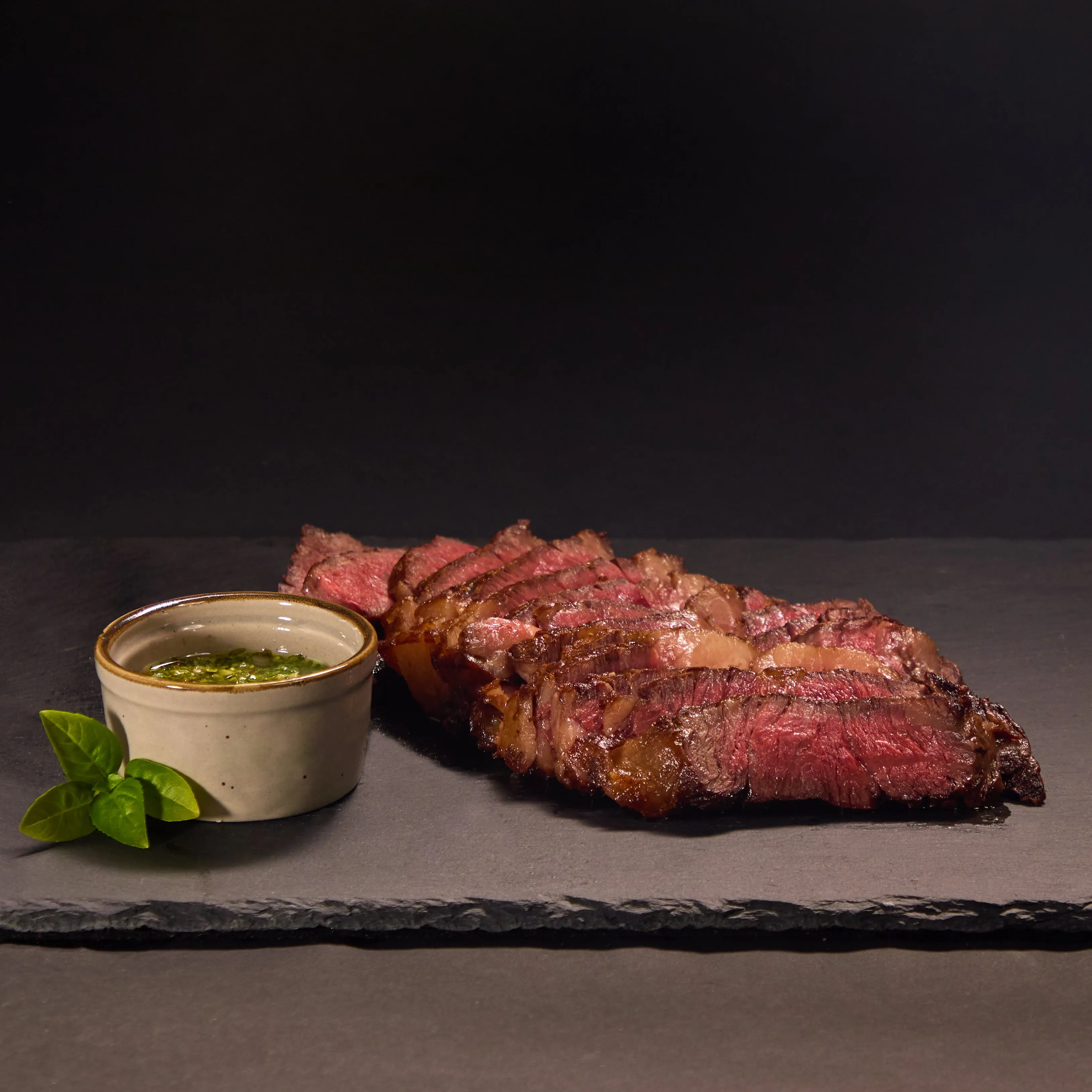 Cooked Wagyu ribeye served for a Wagyu vs Angus tasting