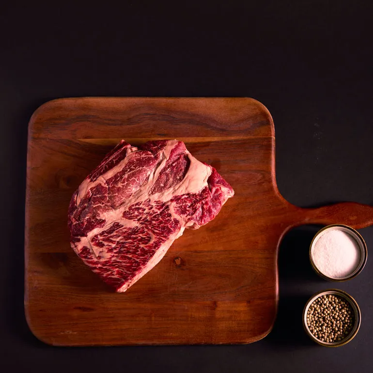 Dry-aged beef cut prepared for online selection