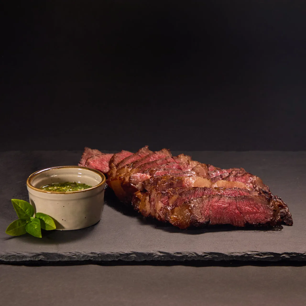 Sliced Slickhorn Ranch Wagyu ribeye after cooking