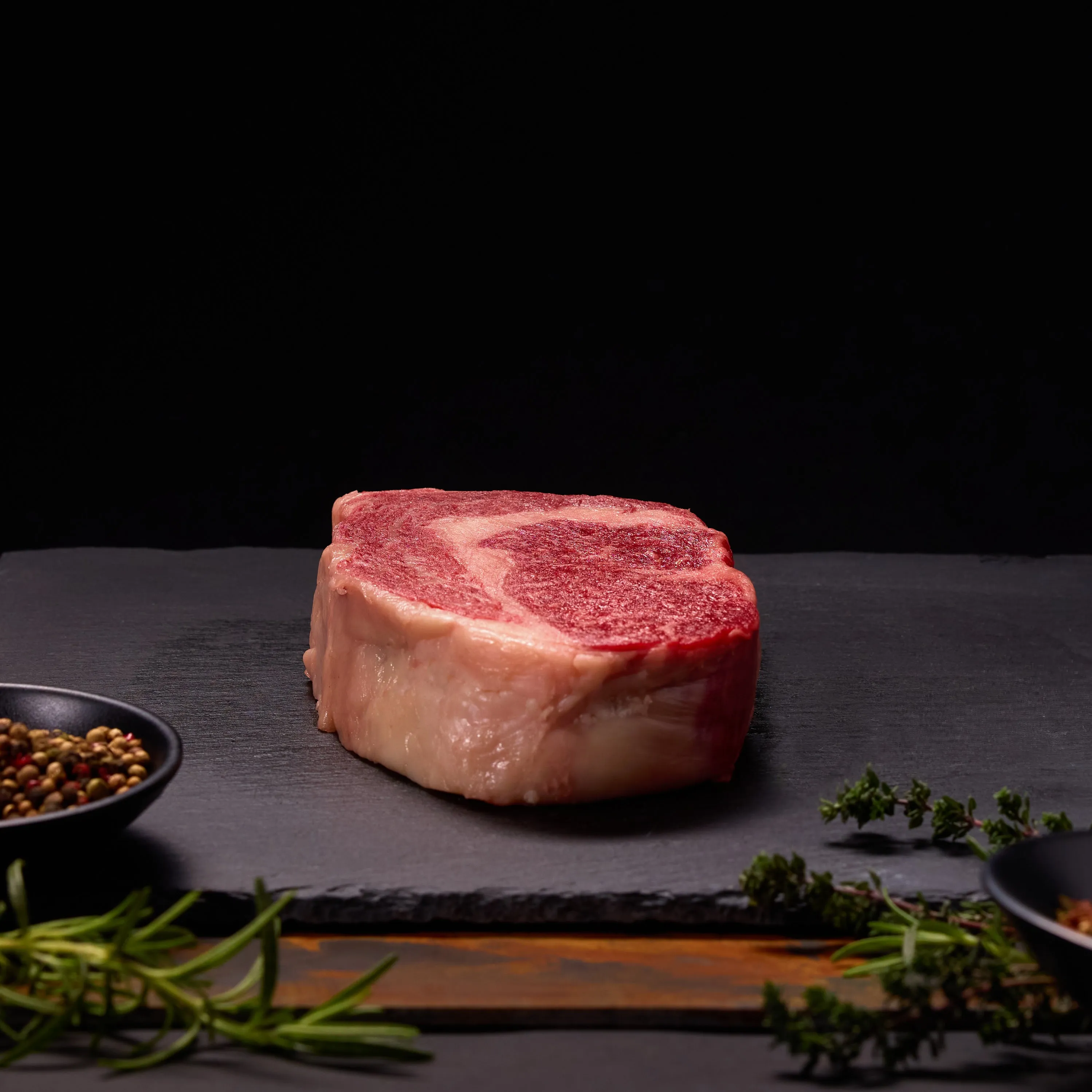 Fullblood Wagyu ribeye ready for precise steak temperature cooking