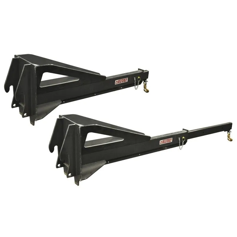 Quick attach adjustable jib boom attachment for a skid steer