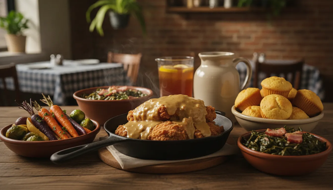 Southern comfort food spread for a family meal