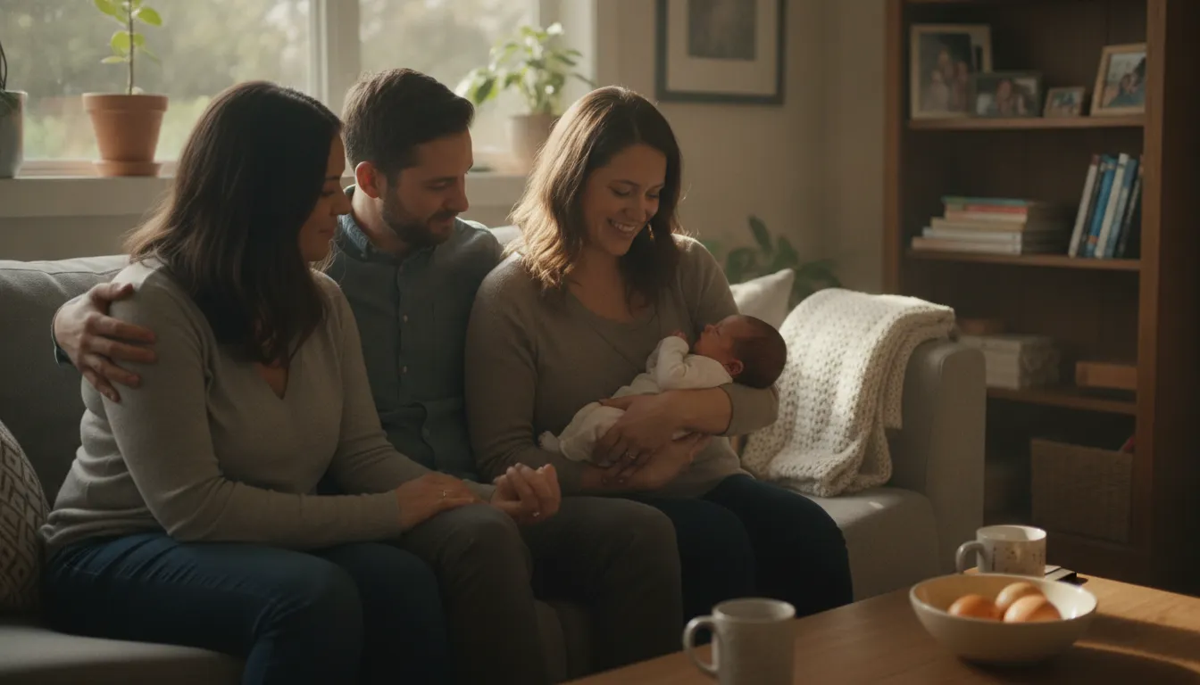 Postpartum doula supporting newborn care for a Bay Area family