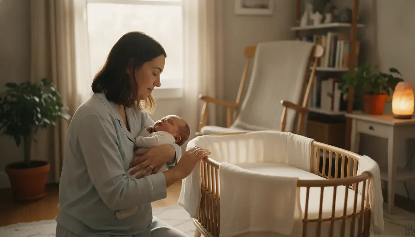 Postpartum doula providing overnight newborn care for a Marin County family
