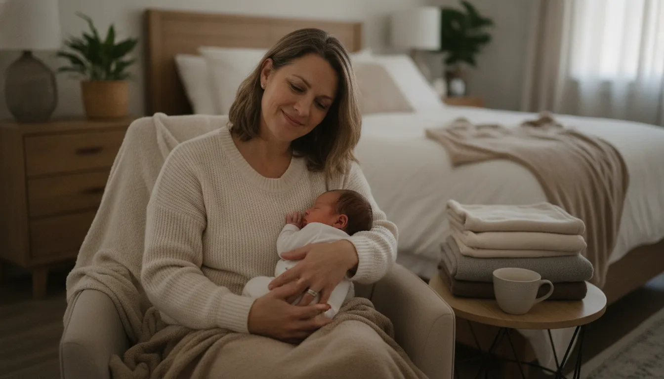 Postpartum doula providing overnight newborn support to a Bay Area family