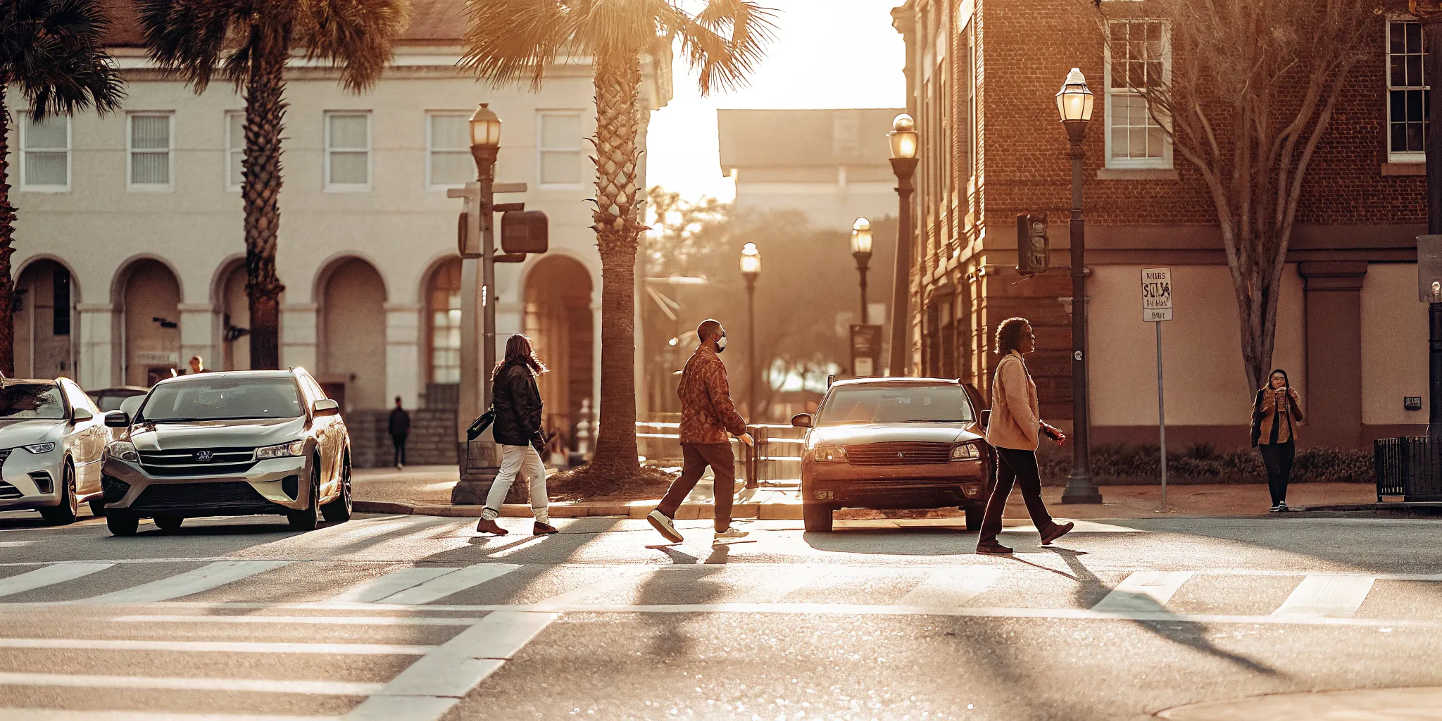 Pedestrian using a South Carolina crosswalk while a vehicle yields