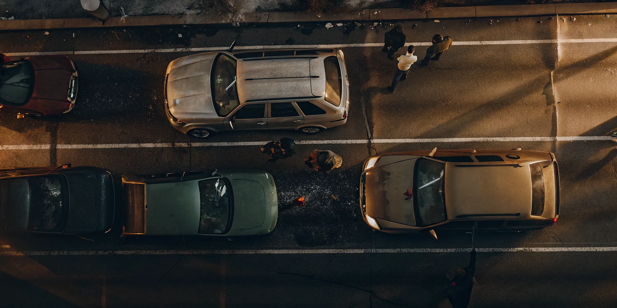 Police documenting evidence after a multi vehicle accident in South Carolina