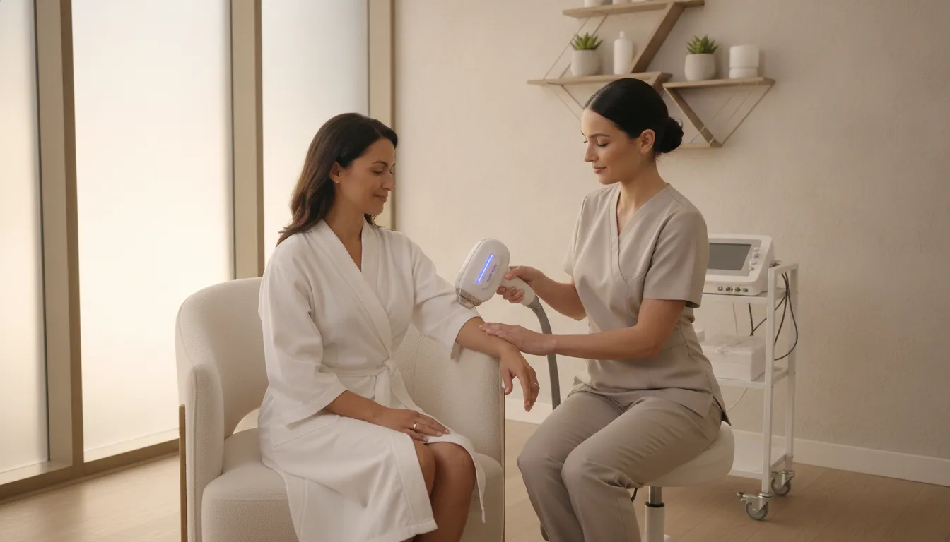Patient discussing laser hair removal preparation and aftercare at Soul Glow Medspa