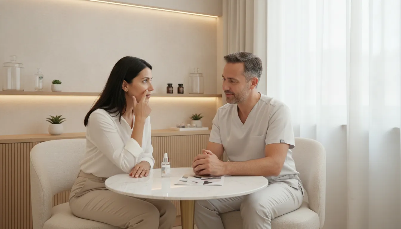 Consultation for dark circles under eyes treatment at a medspa