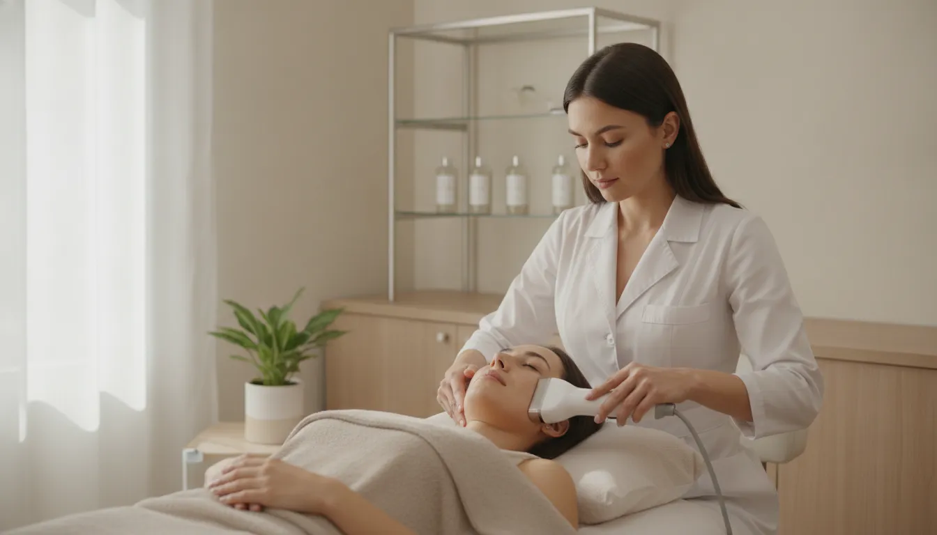Clinician performing non-surgical radiofrequency skin tightening to help with loose skin after weight loss