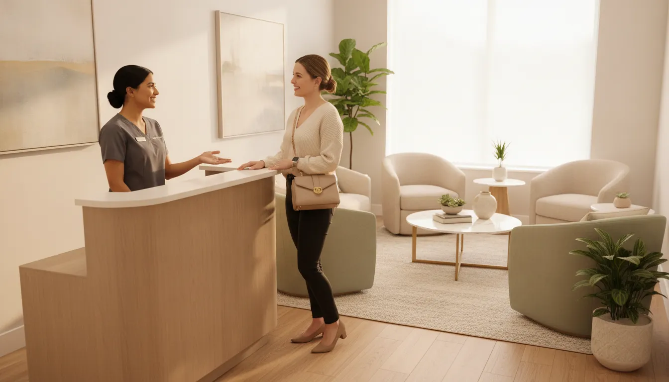 Aesthetic consultant guiding a patient through lip enhancement choices at Soul Glow Medspa