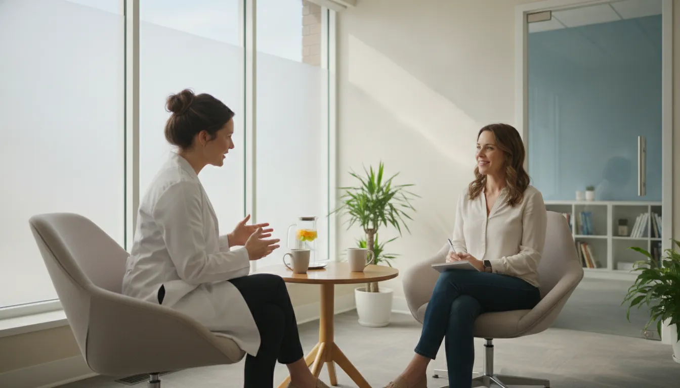 Medical provider and patient in a calm consultation for physician-supervised semaglutide for weight loss