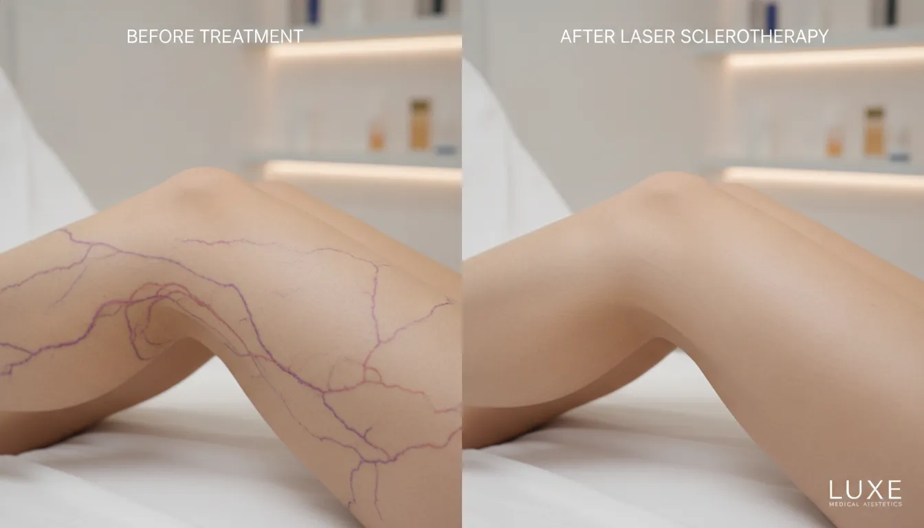Clear, smooth skin after successful spider vein treatment at Soul Glow Medspa in Farmers Branch