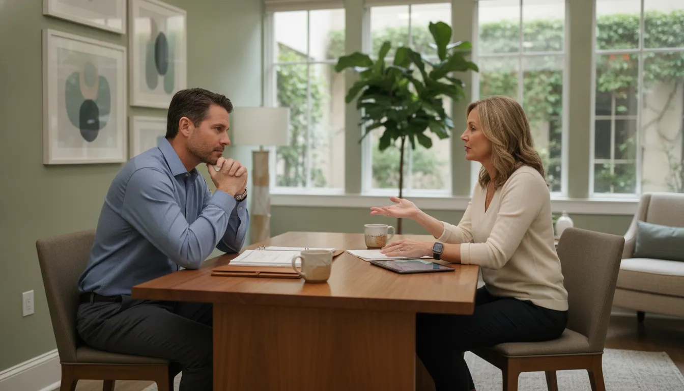 Man discussing testosterone replacement therapy Dallas with a medical provider