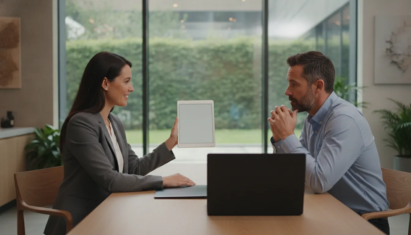 Clinician reviewing laboratory results with a male patient