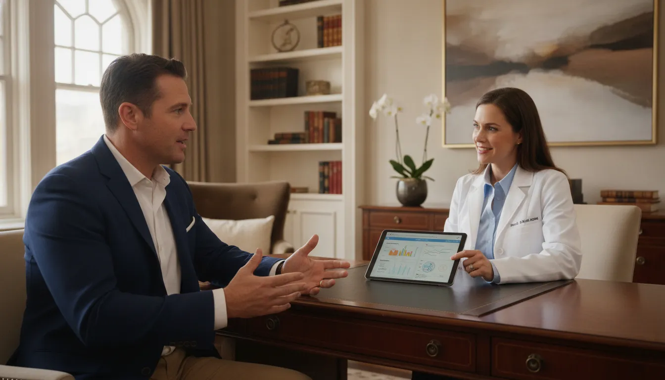 Male patient discussing an individualized TRT monitoring plan