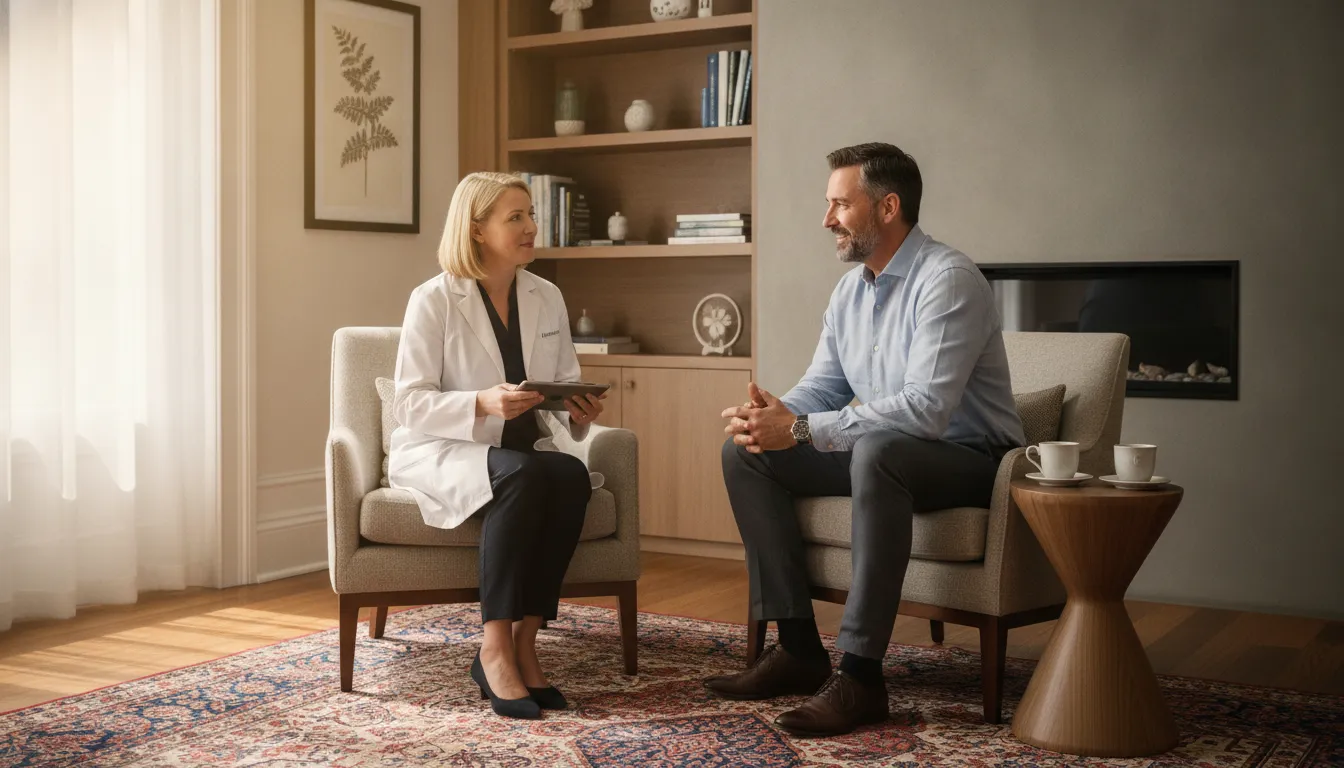 Adult man receiving personalized men's wellness guidance