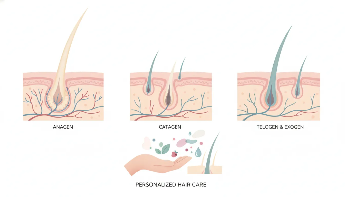 Illustration of the hair growth cycle during spironolactone treatment for women