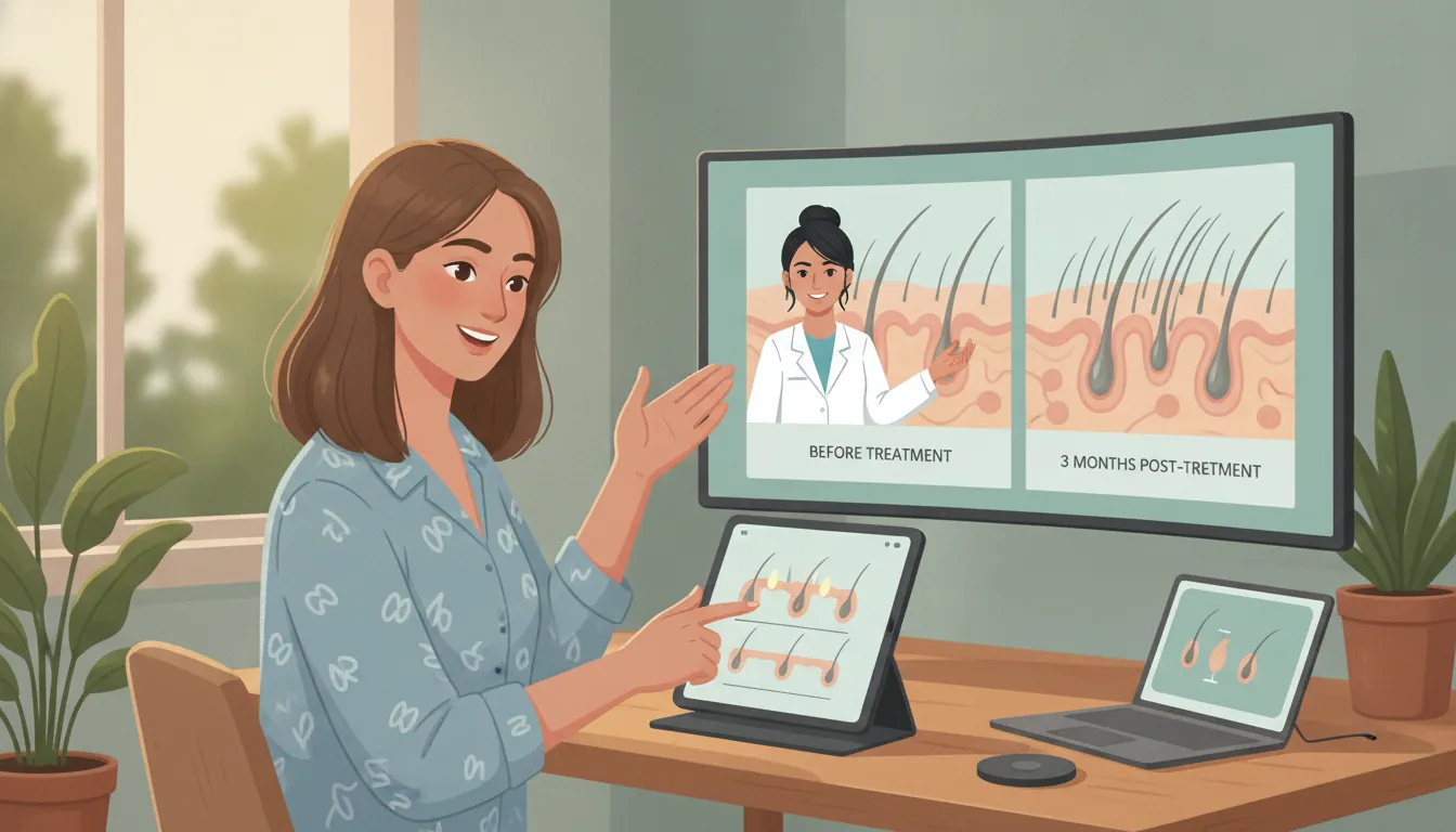 Woman reviewing spironolactone safety monitoring with a licensed telehealth provider