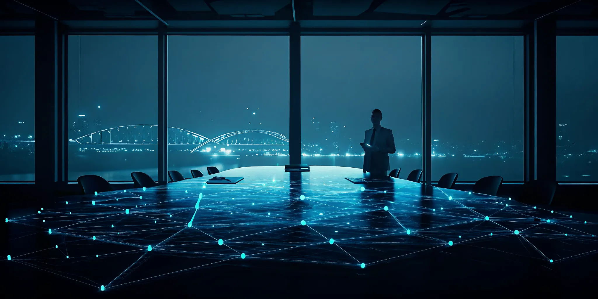 AI automation dashboard overlaying the Sydney city skyline and harbour.