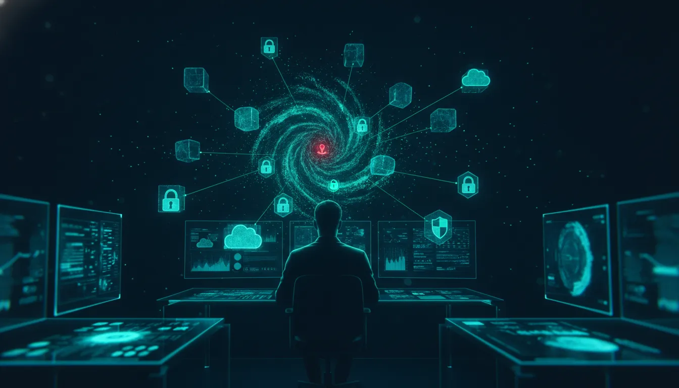 Enterprise security architect reviewing connected control monitoring signals