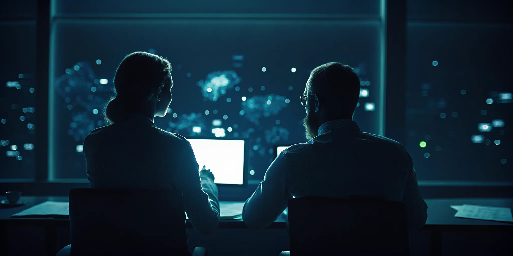 Security operations team reviewing identity access anomalies in a modern operations center