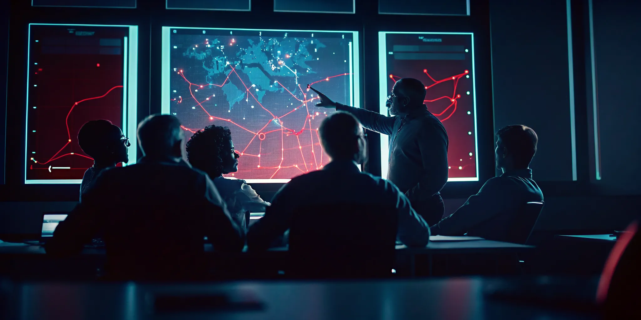 Security engineers coordinating a remediation sprint in a war room