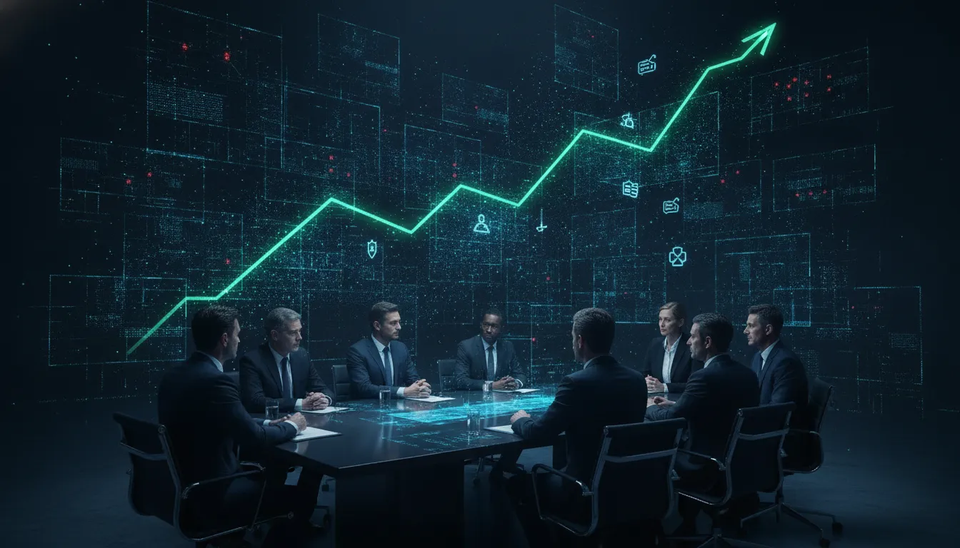 Executives reviewing cybersecurity risk assurance