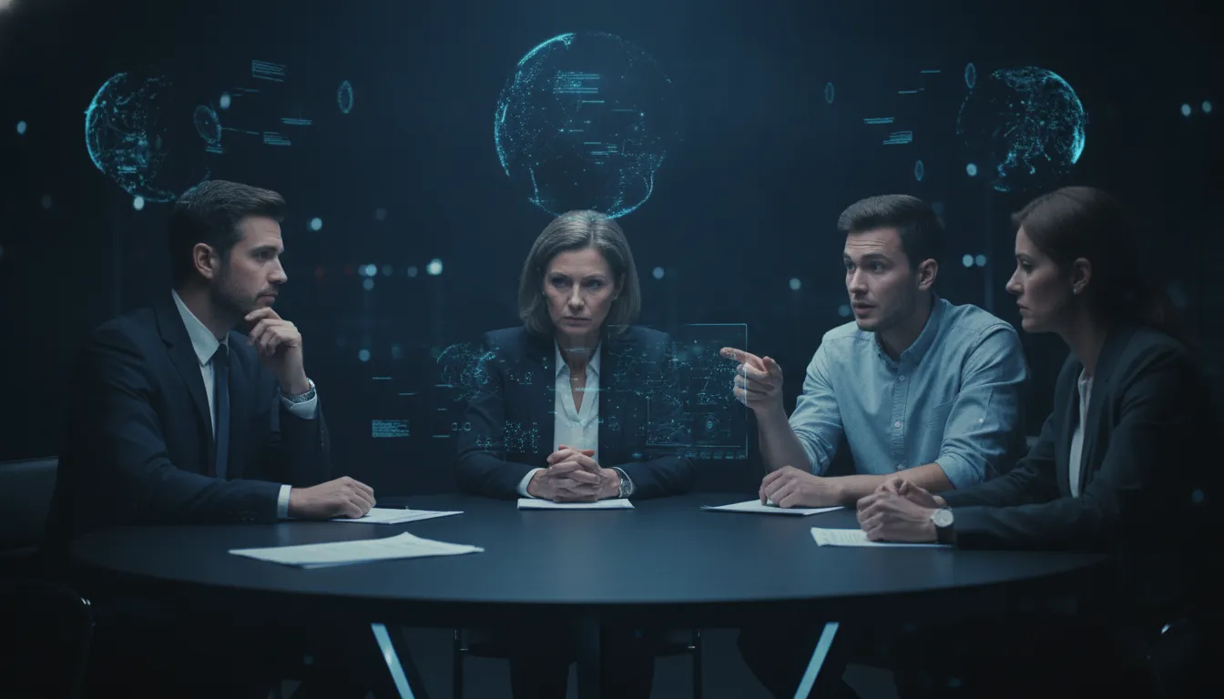 Security leaders rehearsing an incident response plan around a conference table