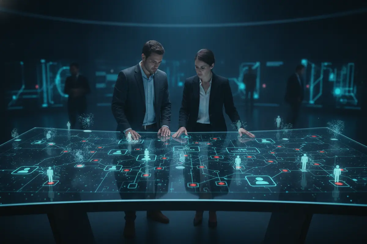 Security architect mapping identities, workloads, data stores, policy signals, and enforcement points