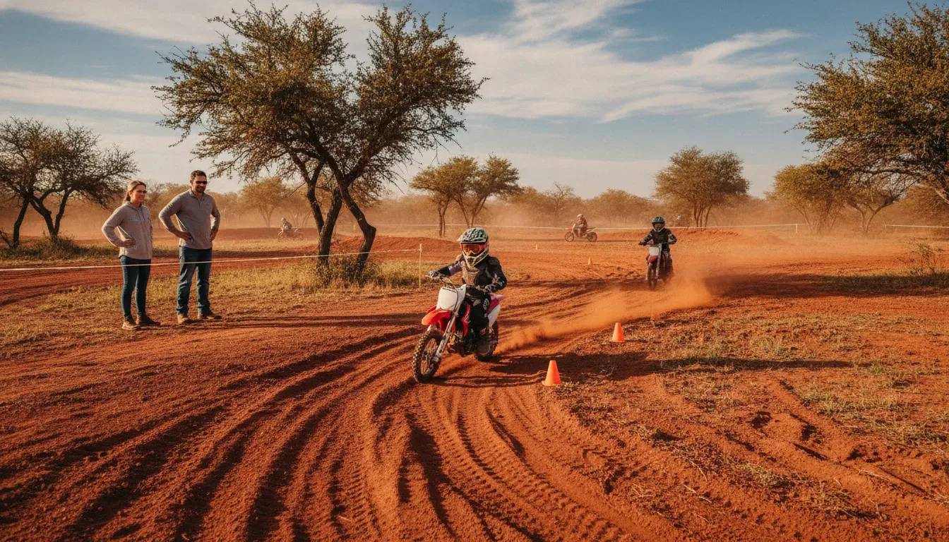 Young riders practicing on a family motocross training track at Cycle Ranch