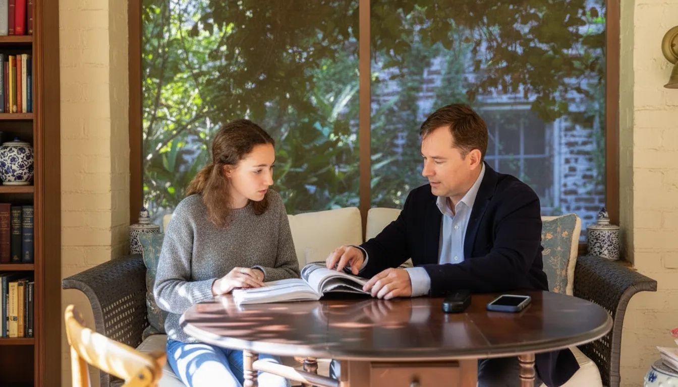 Student reviewing GRE practice test results with a tutor