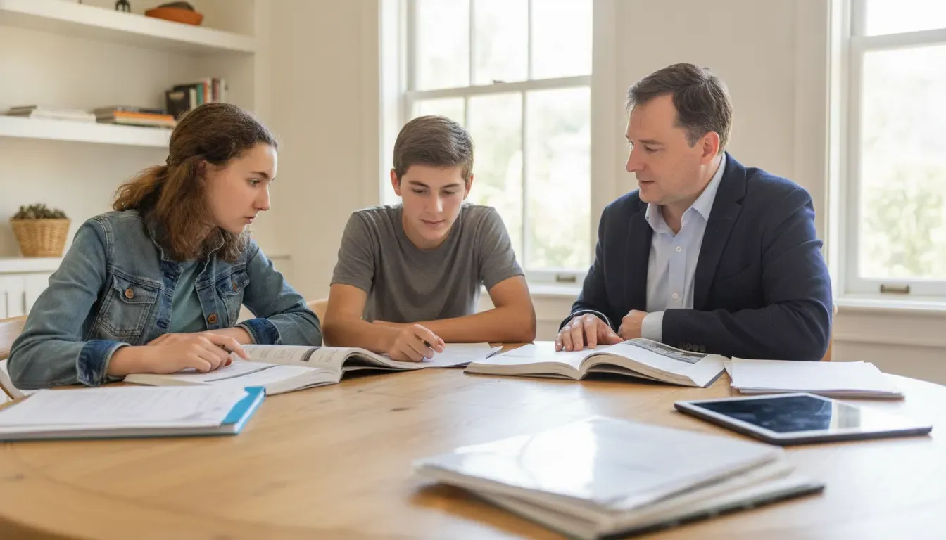 Tutor guiding students through an ACT study plan