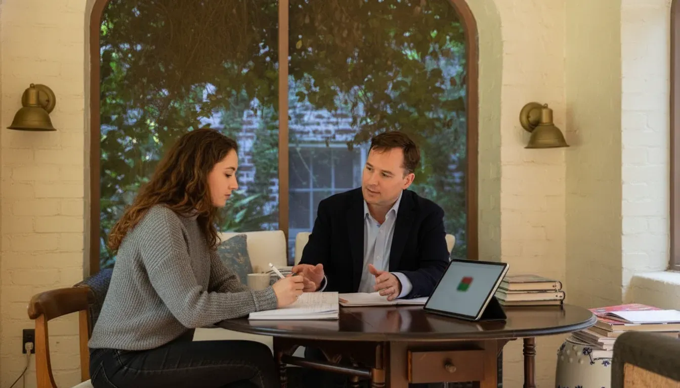 Tutor reviewing error patterns from free GRE practice questions with a graduate student