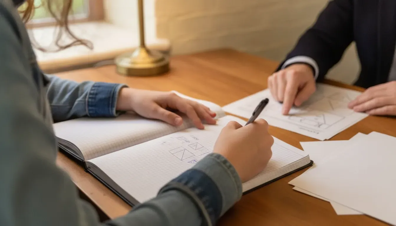 Student writing a PSAT practice test mistake log with tutor guidance