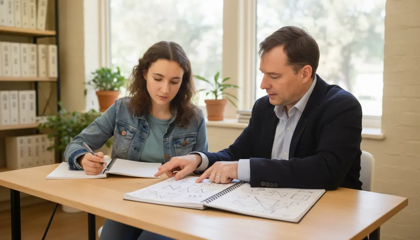 Tutor helping a student practice test-taking strategies through error review