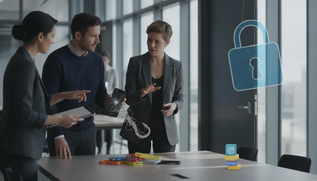 Security team discussing an unapproved application and a safer data-sharing workflow