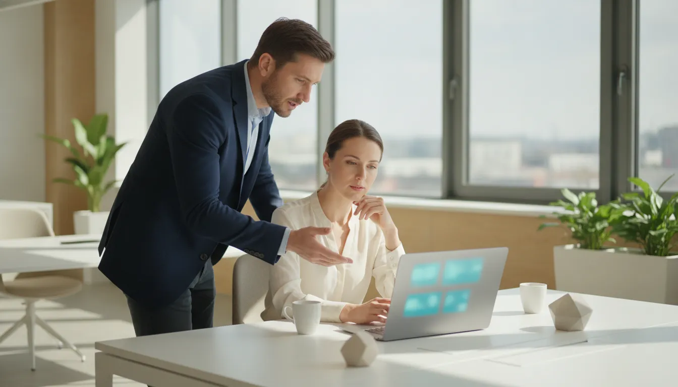 Security professional coaching a colleague about a suspicious email