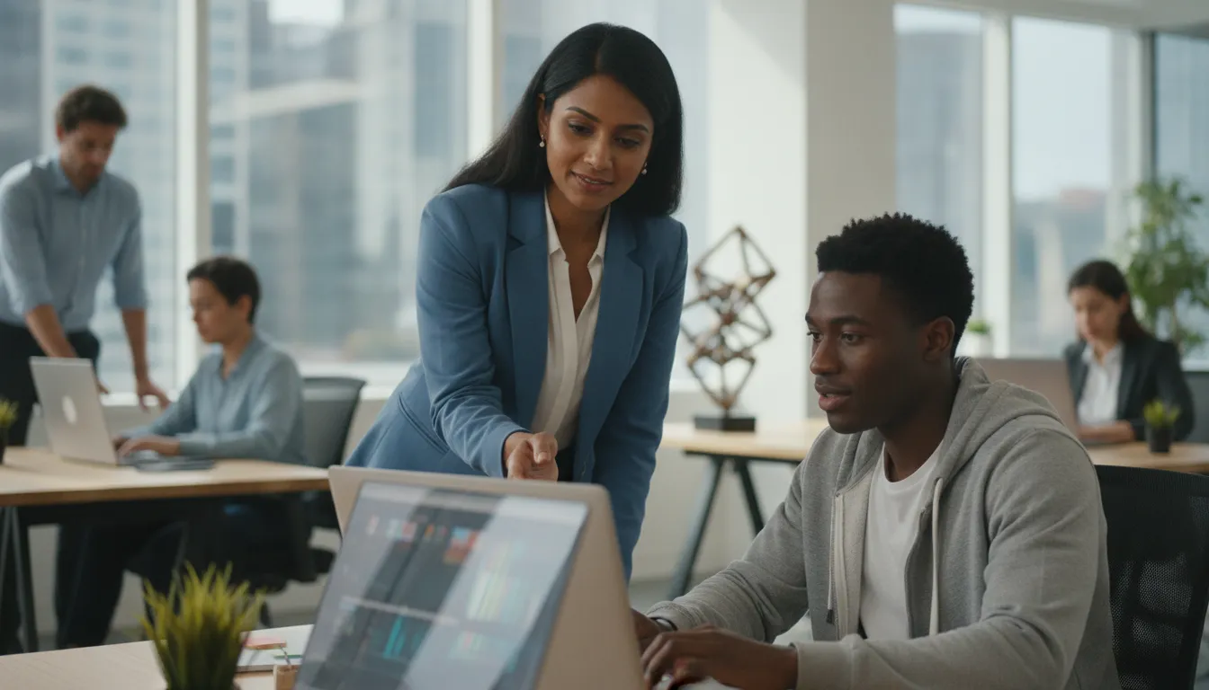 Security analyst coaching an employee about risky security behaviors