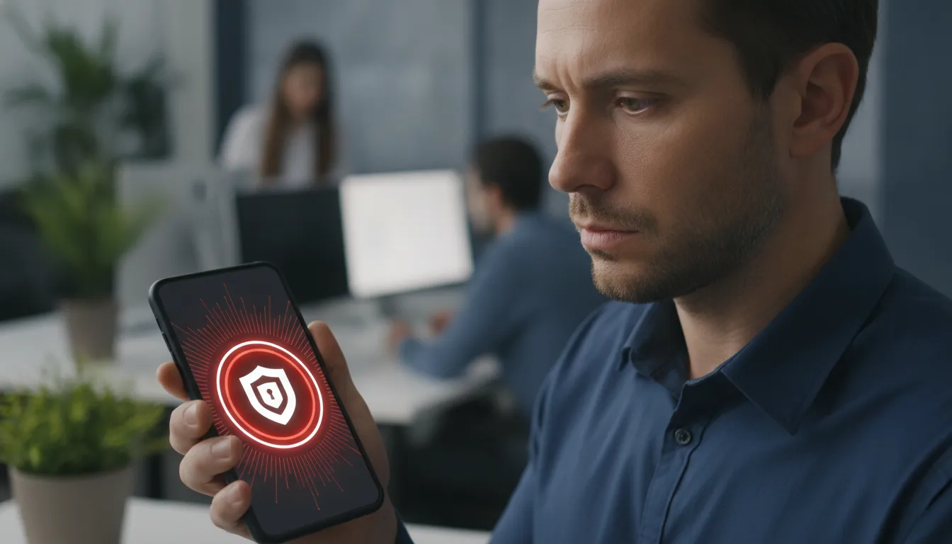 Person receiving a mobile security simulation during a human cyber risk platform demo