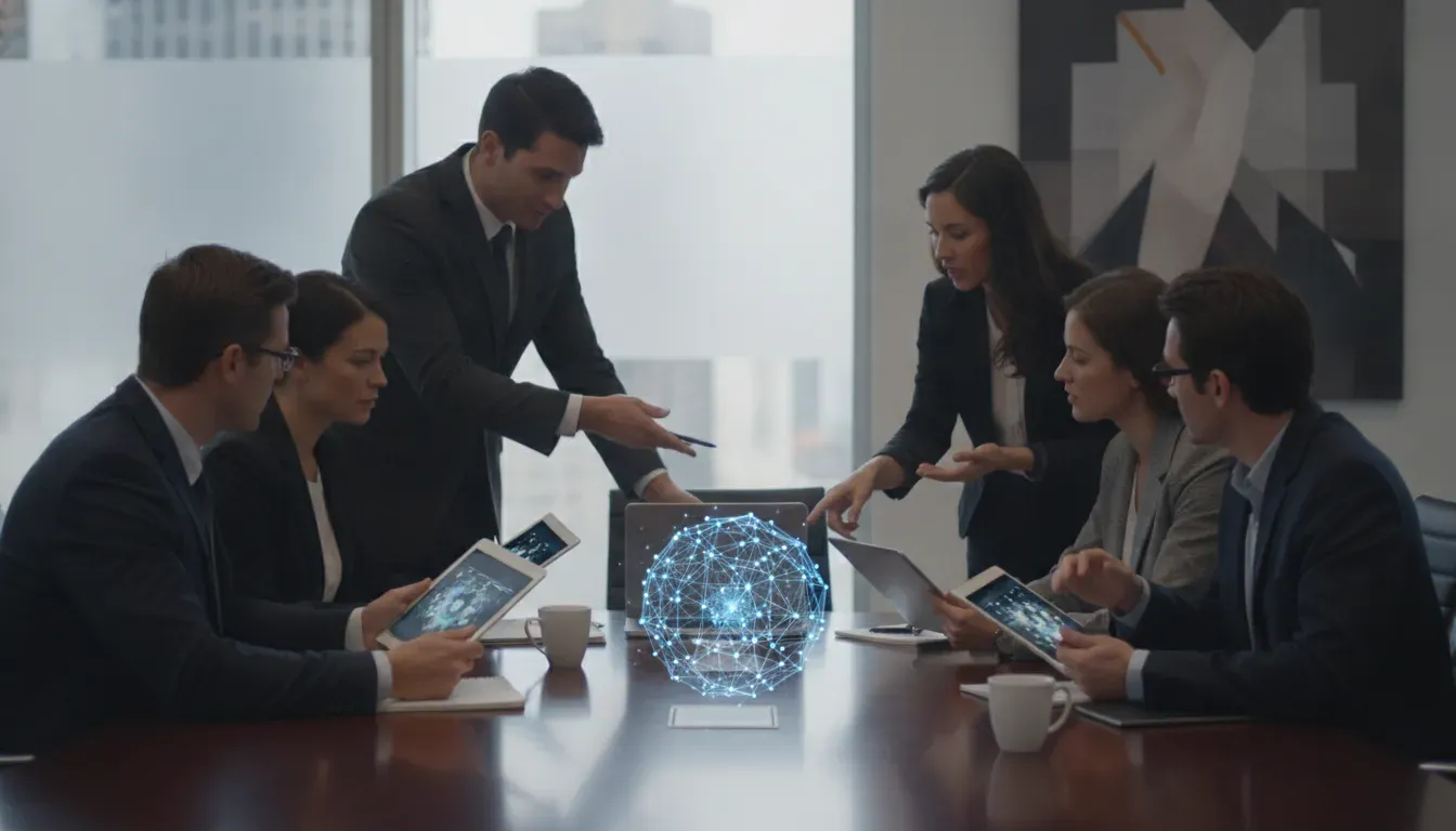 Security team reviewing risk signals together around a conference table