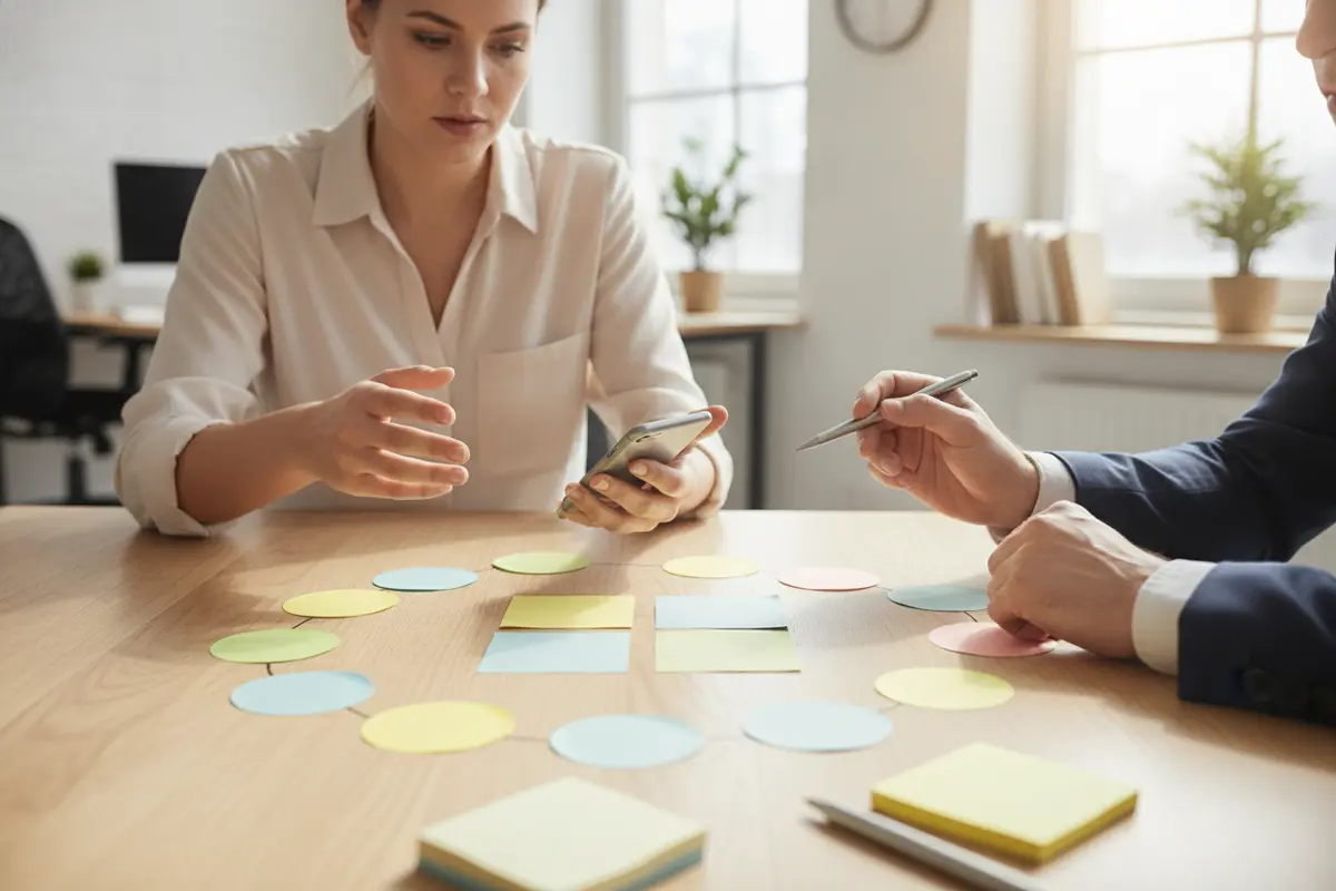 Security colleagues plan a mobile message simulation and review how to improve it