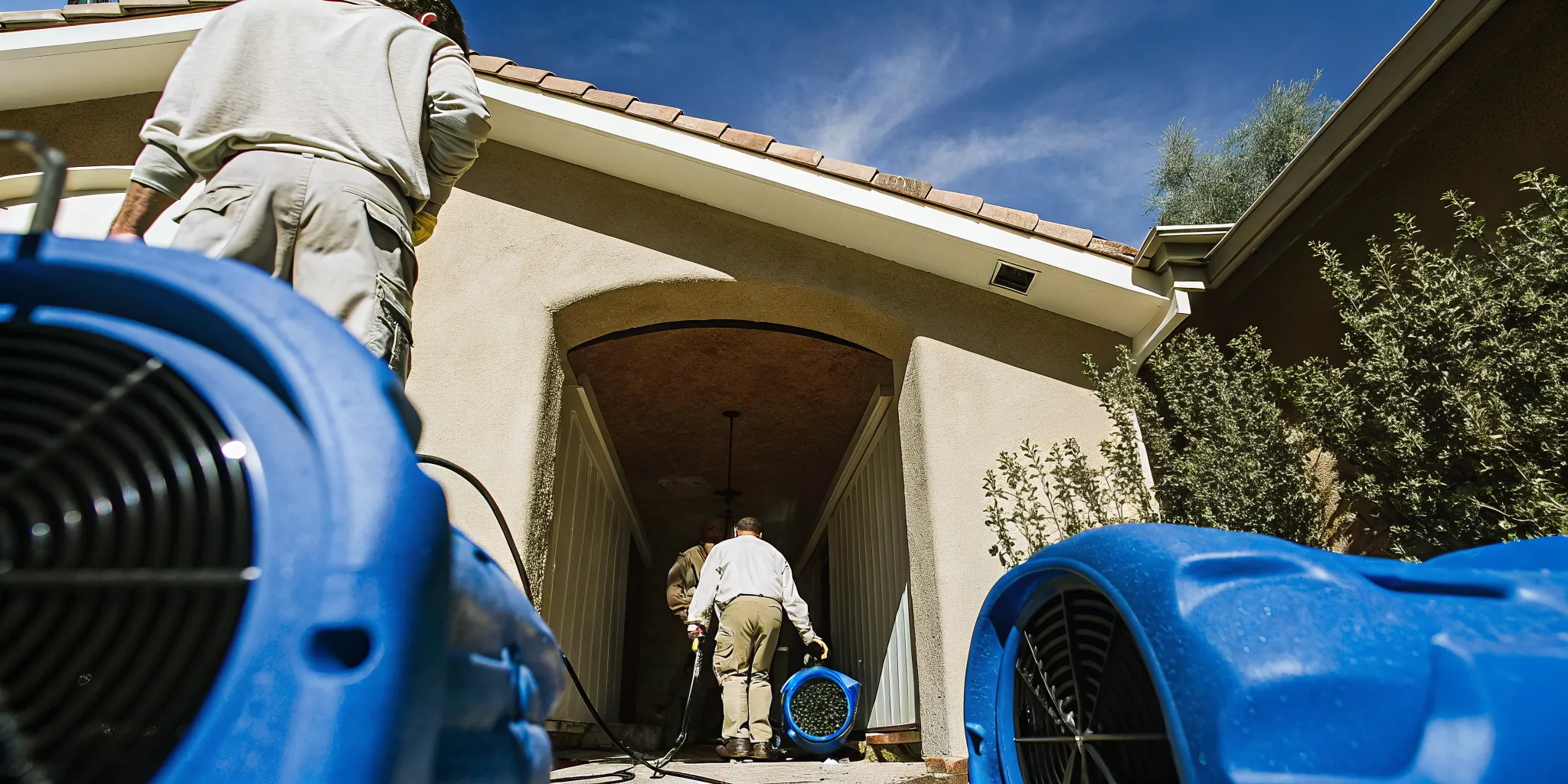 Water mitigation vs water restoration equipment drying a Bakersfield home