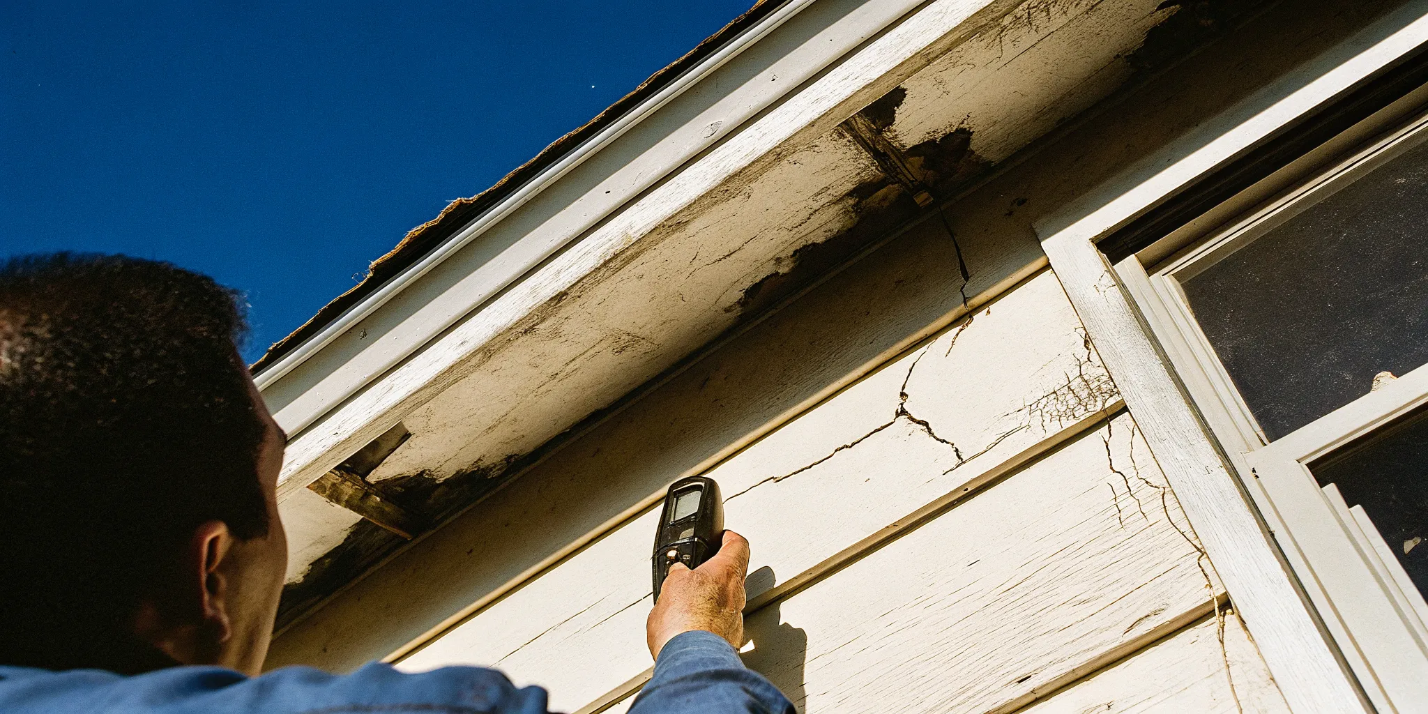 Technician checking moisture during water damage restoration in Bakersfield