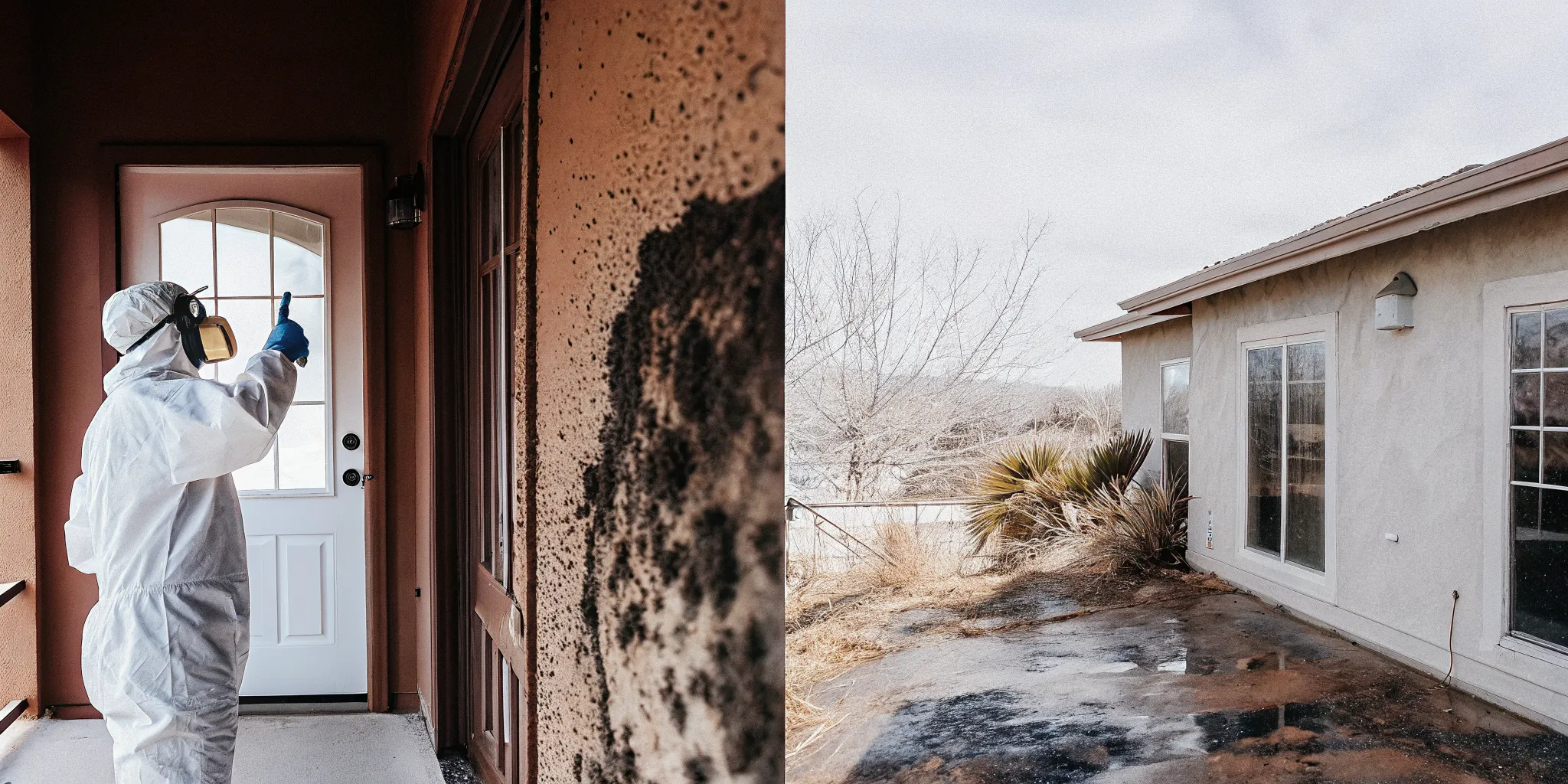 Professional technician performing mold remediation in a Bakersfield home